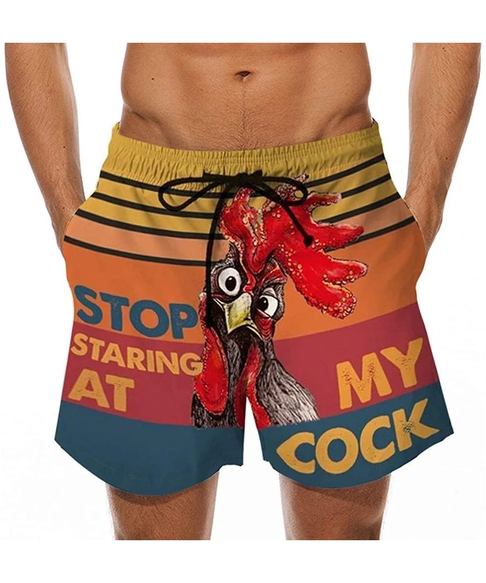 Board Shorts Drawstring Swim Shorts for Men- Funny Cock Turkey Print Trunks Beach Sport Pants Holiday Casual Bottoms S-5XL - ...