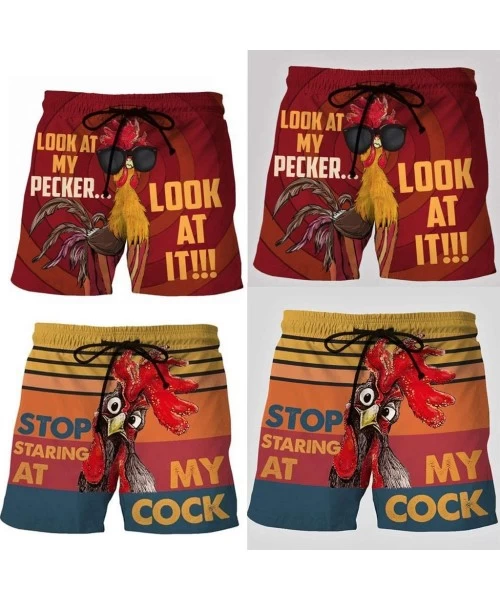 Board Shorts Drawstring Swim Shorts for Men- Funny Cock Turkey Print Trunks Beach Sport Pants Holiday Casual Bottoms S-5XL - ...