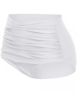 Bottoms Women's High Waisted Swim Bottom Ruched Bikini Tankini Swimsuit Briefs - White - CQ196EZ0DUY