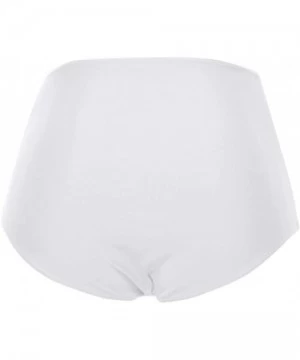 Bottoms Women's High Waisted Swim Bottom Ruched Bikini Tankini Swimsuit Briefs - White - CQ196EZ0DUY