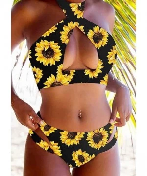 Sets Women's Sexy Bkinis Solid Color Halter High Waisted Two Piece Casual Swimsuits - Design-27 - C5190N73NXL