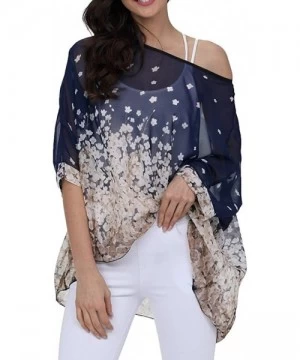 Cover-Ups Women's Chiffon Caftan Poncho Tunic Top Cover up Batwing Blouse - Z-4288 - C518DON0TU2