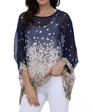 Cover-Ups Women's Chiffon Caftan Poncho Tunic Top Cover up Batwing Blouse - Z-4288 - C518DON0TU2