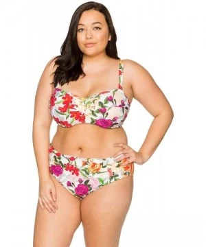 Sets Women's Plus Size Iconic Twist Bandeau Bikini Top Swimsuit - Rose Garden - CM18HG4NS05