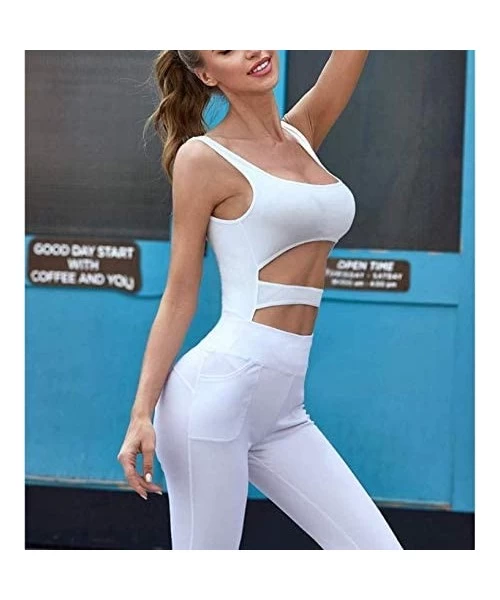 One-Pieces Women's Sexy Sleeveless Tank Top Scoop Neck Bodysuit Summer Swimsuit - White - CB18EO09CR3