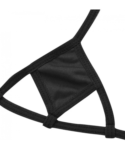 Sets Woman Sexy Swimsuit Hollow Cut Out Micro Bikini Set Halter Neck Bra with G-String Bathing Suit - Black - CO18SQNGN5O