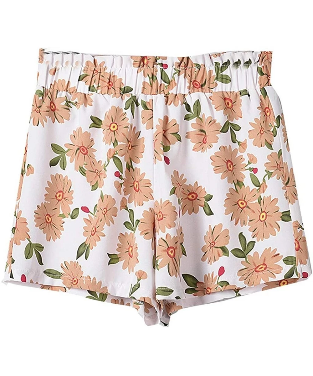 Sets Women Sunflower Print Loose Hot Pants Lady Home Shorts Trousers - White - C3198R0IDHO