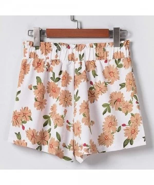 Sets Women Sunflower Print Loose Hot Pants Lady Home Shorts Trousers - White - C3198R0IDHO