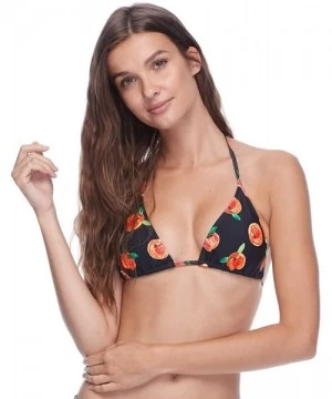 Tops Women's Kali Triangle Slider Bikini Top Swimsuit - Black Peach Print - CX18ZQCHDR7