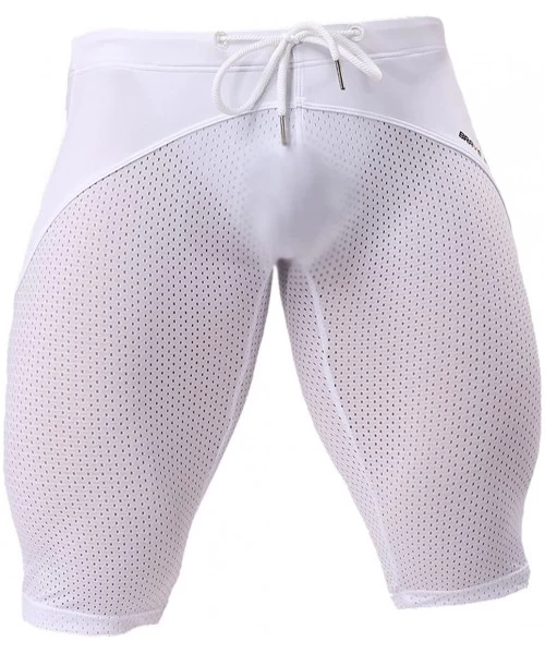 Board Shorts Men's Fashion Breathable Mesh Elastic Training Shorts Swim Trunks Beach Pants 2240 - White - CL18EDQU0LM