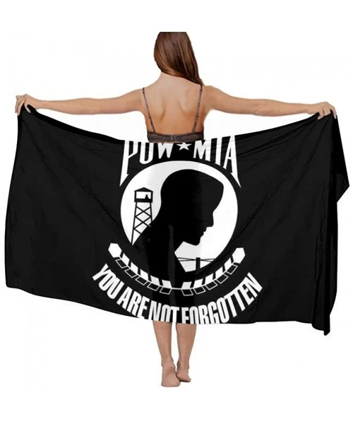 Cover-Ups Women Fahion Swimsuit Bikini Cover Up Sarong- Party Wedding Shawl Wrap - Pow Mia Flag Black and White - CG19C6NCGQU