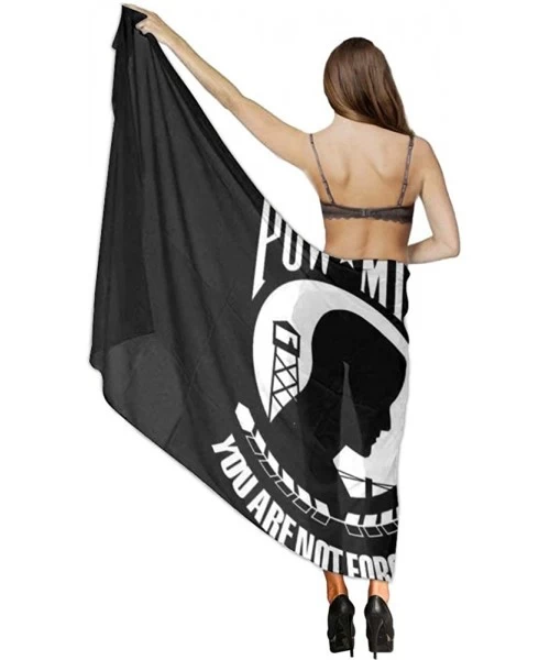 Cover-Ups Women Fahion Swimsuit Bikini Cover Up Sarong- Party Wedding Shawl Wrap - Pow Mia Flag Black and White - CG19C6NCGQU