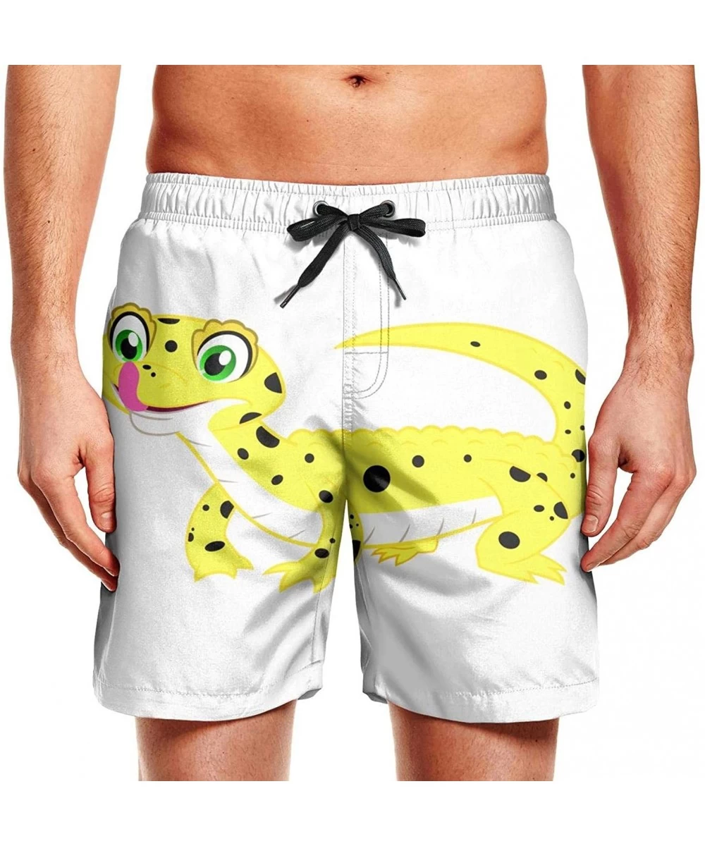 Board Shorts Men's Board Shorts Quick Dry Nauru Flag Swim Board Trunks - Yellow Leopard Gecko - CJ18T4T97C6