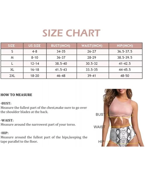 Sets Two Piece Swimsuits for Women High Neck Bikini Crop Top with Swim Bottom Cute Tankini Set Bathing Suits Pink Snake - CY1...