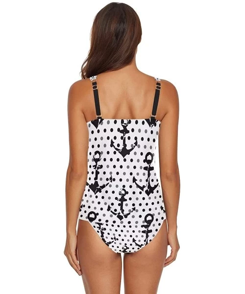 Sets Women 2-Pieces Bikini Sets Black White Polka Dots Anchors Halter Swimsuits Swimwear Beachwear - C118UXQCWE7