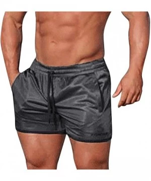 Racing Sports Solid Shorts Basic Workout Fitness Gym Bodybuilding Casual Underwear Shorts - Black - C718ROUUE5Y