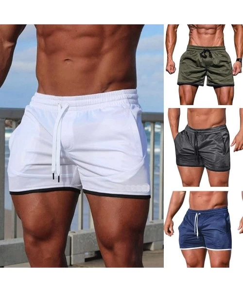 Racing Sports Solid Shorts Basic Workout Fitness Gym Bodybuilding Casual Underwear Shorts - Black - C718ROUUE5Y