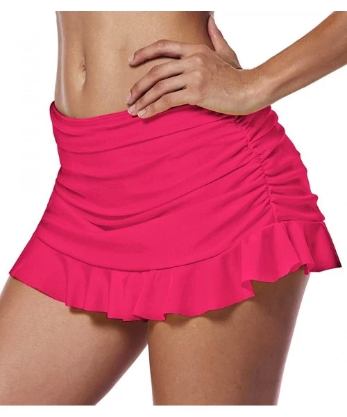 Tankinis Swim Skirt Bottoms for Women Bikini Skirted Slimming Chlorine Resistant Swimwear - Rose - CS12O3ZDS9N