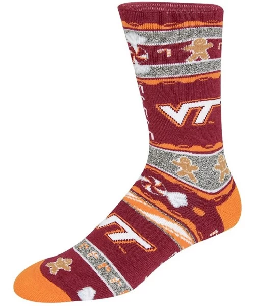 Sets Ugly Christmas Holiday Socks-LSU Tigers-Purple-Large - Virginia Tech Hokies-maroon/Orange - CP12O2OYSAC