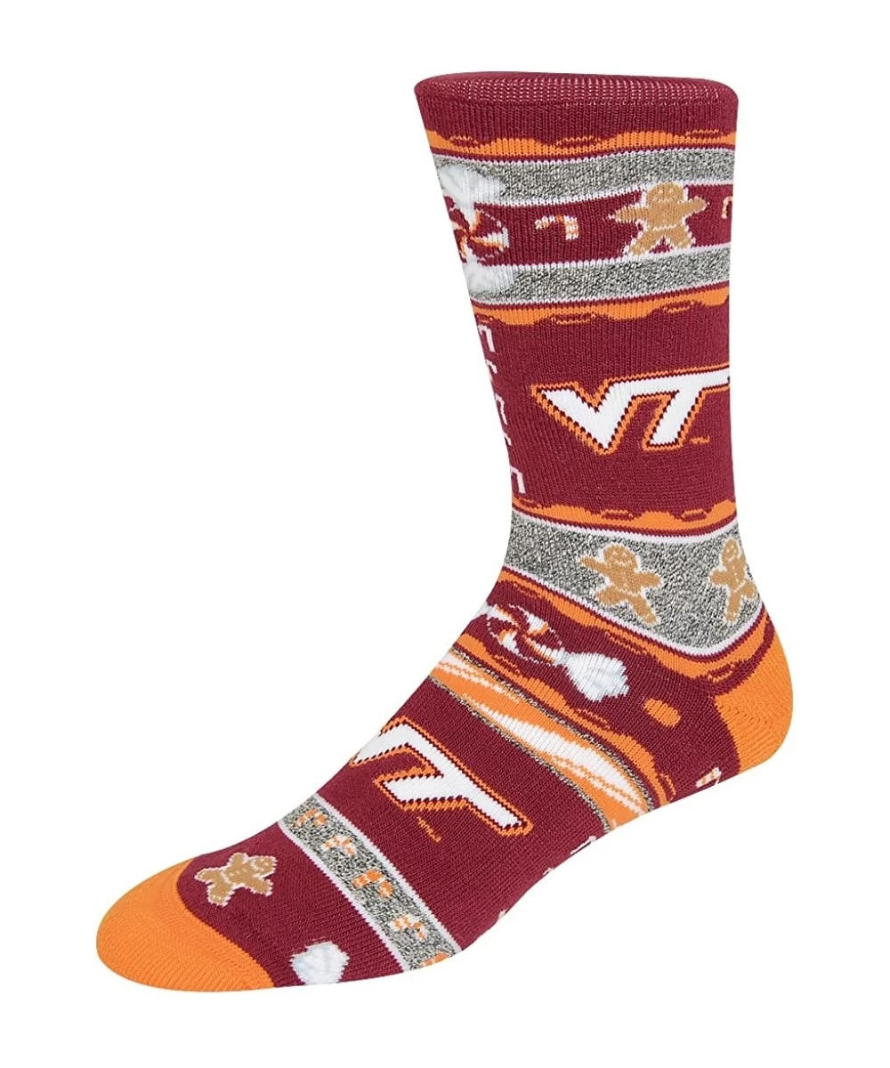 Sets Ugly Christmas Holiday Socks-LSU Tigers-Purple-Large - Virginia Tech Hokies-maroon/Orange - CP12O2OYSAC