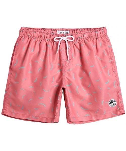 Trunks Mens Quick Dry Printed Short Swim Trunks with Mesh Lining Swimwear Bathing Suits - Bananas Pink - CX18O2G5HZ3