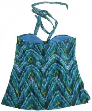 Tankinis Green Teal Chevron Stripe Bandeau Tankini Bandini Top - Blue - CS11V3XD3QX