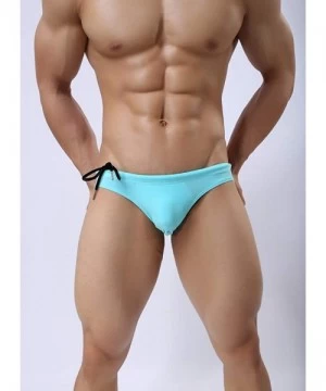 Briefs Men's Cotton Briefs Sexy Panties U Convex Bag Slim Briefs - 4p-fluorescent Green/White/Light Blue/Grey - CT193QZZZU5