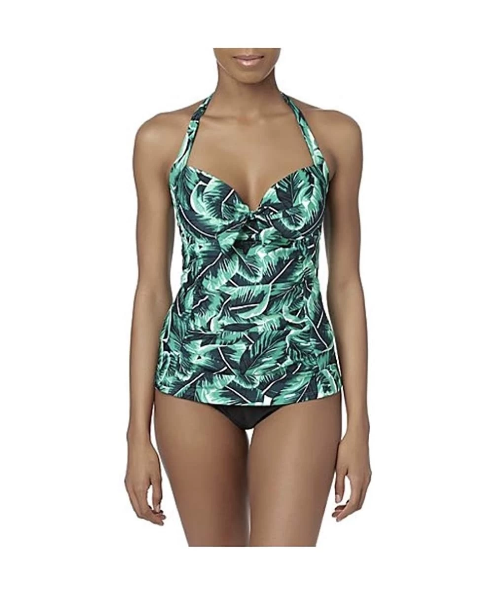 Tops Women's Tankini Swim Top - Tropical Leaves - CC19C5AN0I8