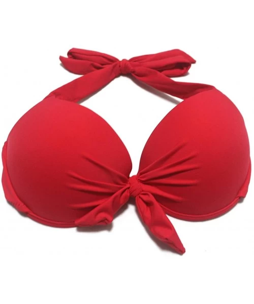 Sets Womens Removable Padded Push Up Bikini Set Tie Side Swimsuit Swimwear - Red 14 - CU18YSX07XQ