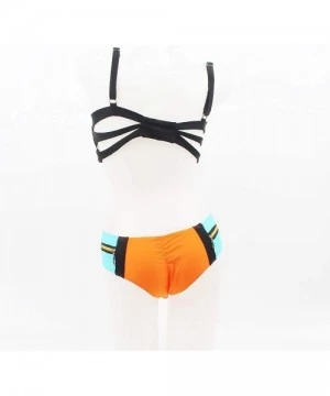 Sets Womens Triangle Top Thong Bathing Two Pieces Swimsuit Bikini Set Suits for Women - Orange - CK18USU5KDS