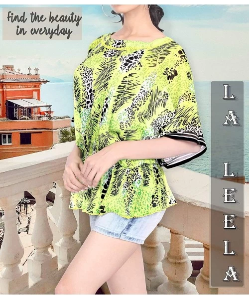 Cover-Ups Women Plus Size Hawaiian Shirt Regular Fit Short Sleeve Shirt Printed A - Green_e853 - CL11DWTBCLJ