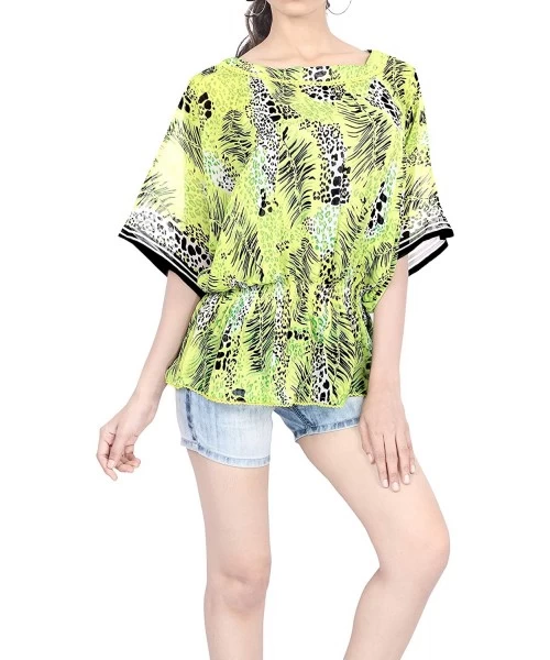 Cover-Ups Women Plus Size Hawaiian Shirt Regular Fit Short Sleeve Shirt Printed A - Green_e853 - CL11DWTBCLJ