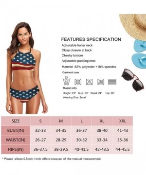 Sets Women's High Neck Halter Swimsuits National Flags Padding Bikini Set 2 Piece Bathing Suits S XXL American Flag - C81906X...