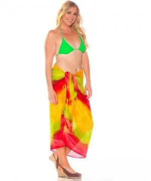 Cover-Ups Womens Tie Dye Swimsuit Cover-Up Sarong in Your Choice of Color - Red- Yellow and Lime Green - CF11L48SAUZ