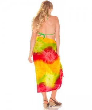 Cover-Ups Womens Tie Dye Swimsuit Cover-Up Sarong in Your Choice of Color - Red- Yellow and Lime Green - CF11L48SAUZ