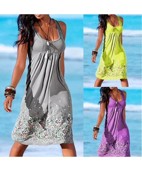 Cover-Ups Dresses for Women Casual Fall Women's Casual Summer Tank Sleeveless Knee Length Pleated Sun Dresses Boho Dresses Ye...