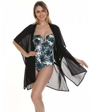 Cover-Ups Summer Fashion Chiffon Kimono Cover up for Swimwear Women Sexy Sheer Cooling Cover up for Swimsuit Beachwear Black ...