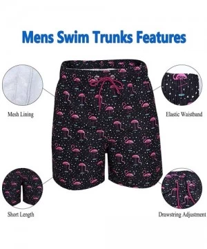 Trunks Men's Swim Trunks Quick Dry Mesh Lining Hawaii Beach Short with Pockets Bathing Suits - Flamingo Black - C218RGS0TE4