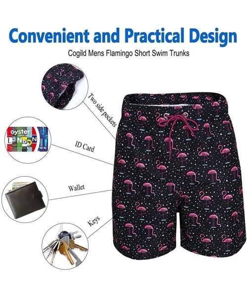 Trunks Men's Swim Trunks Quick Dry Mesh Lining Hawaii Beach Short with Pockets Bathing Suits - Flamingo Black - C218RGS0TE4