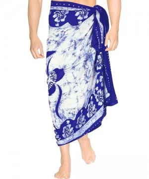 Cover-Ups Men's Loungewear Hawaii Sarongs for Men Plus Size Beach Wrap Vacation - Blue_p345 - CY12EVHTC5N