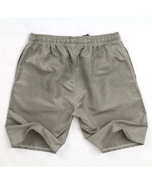 Trunks Men's Summer Swim Trunk Solid Color Casual Athletic Large Size Beach Short Pants - Gray - CM18ULYAN43