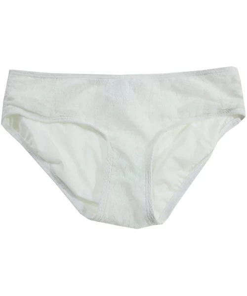 Bottoms Women's Side Shirred Lace Bikini Bottom - White - CL12DQAKV5Z