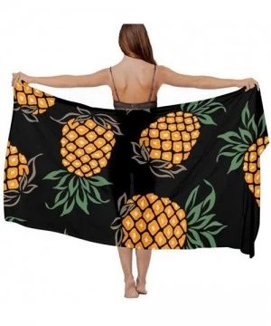 Cover-Ups Women Fashion Shawl Wrap Summer Vacation Beach Towels Swimsuit Cover Up - Pineapple Painting Art - CQ196UDYKUA