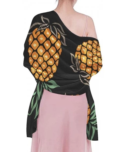 Cover-Ups Women Fashion Shawl Wrap Summer Vacation Beach Towels Swimsuit Cover Up - Pineapple Painting Art - CQ196UDYKUA