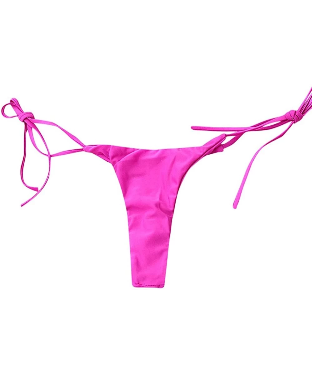 Sets Women Brazilian Cheeky Bikini Bottom Side Tie Knot Thong Bathing Swimsuit Beach Solid G-String - B03c-pink - CZ18NNO7CU6