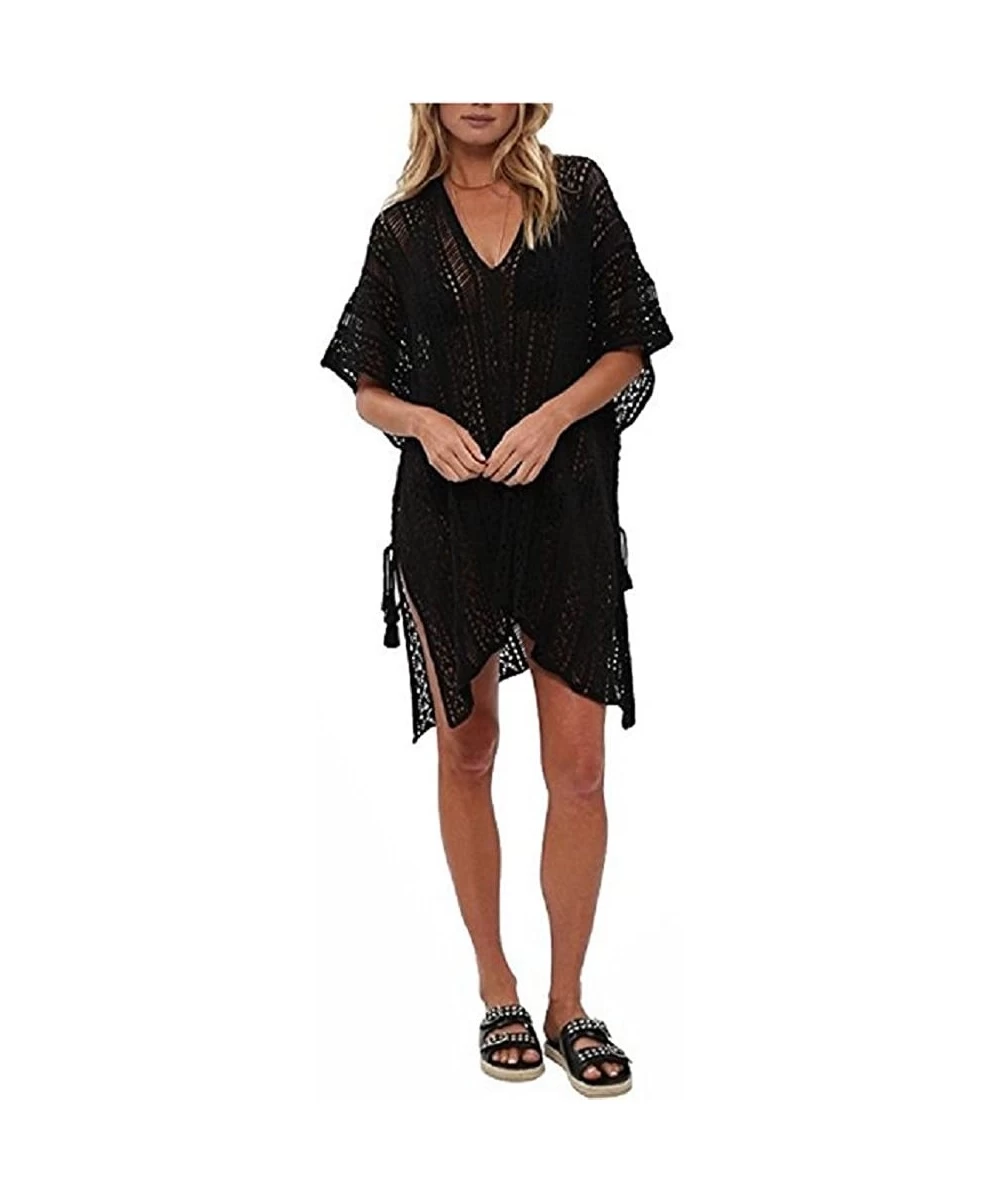 Cover-Ups Fashion Beach Swimsuit for Women Sleeve Coverups Bikini Cover Up Net - Black4 - CH185X4RU5Z