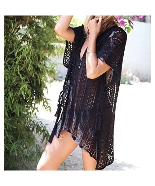 Cover-Ups Fashion Beach Swimsuit for Women Sleeve Coverups Bikini Cover Up Net - Black4 - CH185X4RU5Z