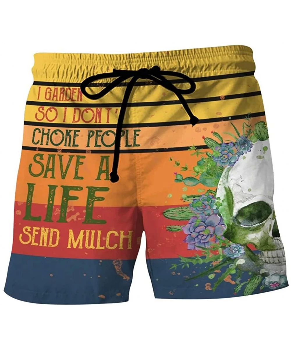 Board Shorts Christmas Turkey Print Pants Short Beach Casual Trouser Shorts Swim Trunks Board Drawstring Shorts - P-yellow - ...