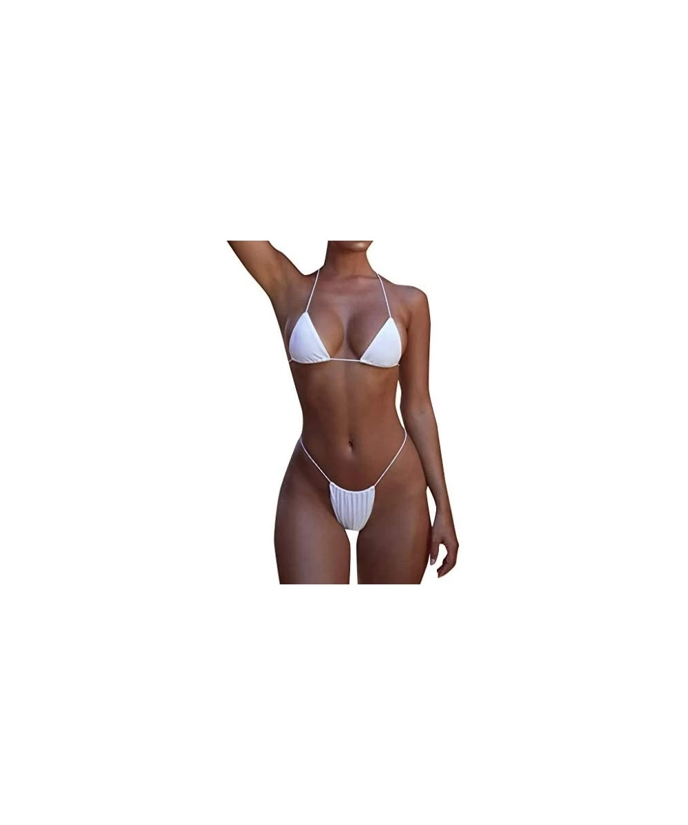 Sets Women Bandeau Bandage Bikini Set Push-Up Brazilian Swimwear Beachwear Swimsuit - White - CO18MDQZ4Z5