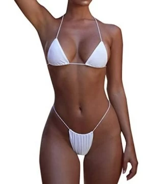 Sets Women Bandeau Bandage Bikini Set Push-Up Brazilian Swimwear Beachwear Swimsuit - White - CO18MDQZ4Z5